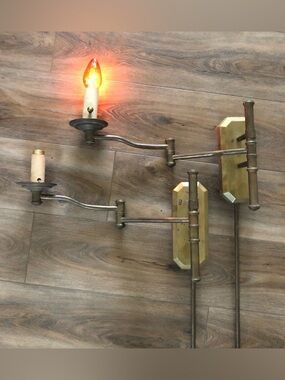Vintage Solid Brass Swing-Arm Wall Lamps – Set of 2 - Chapman 1977